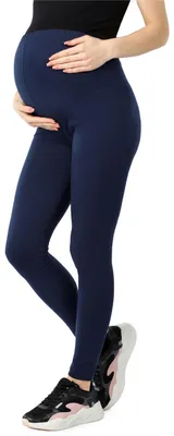 Produktbild von Be Mammy Damen Lange Umstandsleggings aus Baumwolle BE20-283 (Dunkelblau, M)