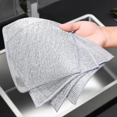 Zdjęcie produktu dla Ściereczka do zmywania z drutu stalowego, opakowanie zawierające 10 sztuk, odporna na zarysowania, nylonowa, o silnym działaniu czyszczącym, łatwa w przechowywaniu, do stosowania na mokro i na sucho