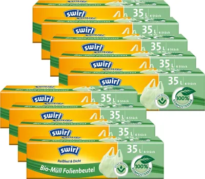 Produktbild von Swirl -Müll Folien-Beutel 35l mit Tragegriff  6stk./Rolle (9er Pack)