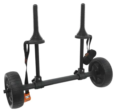 Immagine prodotto di Carrello per kayak – Carrello regolabile per il trasporto di canoe – Larghezza da 6 a 28 cm – Ruote con profilo da 20 cm – Capacità di carico: 45 kg – Adatto per kayak, canoe e SUP – Colore: nero