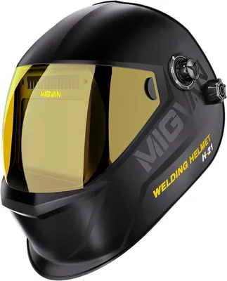 Imagen del producto de Casco de soldadura automático, tiempo de oscurecimiento de 0,1 ms, máscara de soldadura de color verdadero, campo de visión de 100x82 mm, panel solar y batería, ajuste de intensidad DIN 4/5-9/9-13, adecuado para soldadura MIG