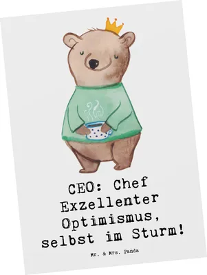 Produktbild von Mr. & Mrs. Panda Ansichtskarte CEO Optimismus - Weiß - Geschenk, Humor, Führungsposition, Postkarte, Kunstkarten, Unternehmensführung, Postkarten, Beruf, einzelkarte