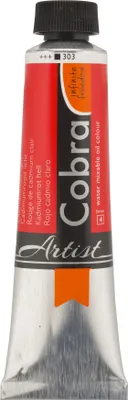 Image de Cobra Artist peinture à l'huile mélangeable à l'eau en tube 40 ml rouge cadmium light 303
