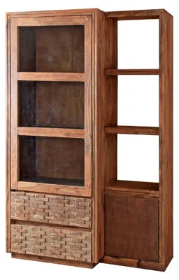 Produktbild von BRICK Vitrine 1 Glastür/1 Rosttür/2 Schubladen/3 Ablagen