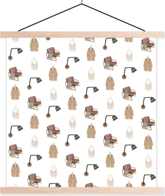 Produktbild von MuchoWow® Textilposter Schlafzimmer - Muster - Farben 40x40 cm mit holzfarbenen Rahmen - Posterleiste