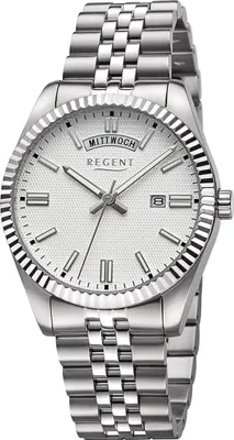 Image de Montre Regent pour hommes Montre analogique en acier inoxydable Bracelet métallique argenté D2URBA883