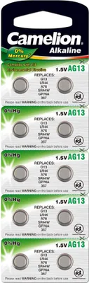 Produktbild von Ogniwo guzikowe CAMELION, AG13, 1,5 V, alkaliczne, opakowanie blistrowe 10 szt
