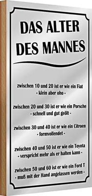 Produktbild von Holzschild Spruch 20x30cm das Alter des Mannes