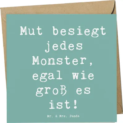 Produktbild von Mr. & Mrs. Panda Grußkarte Spruch Ängste vor Monstern besiegen - Meeresbrise - Geschenk, Phantasie, doppelkarte, anlasskarte, Vertrauem, Monster, Mut, Glückwunschkarte