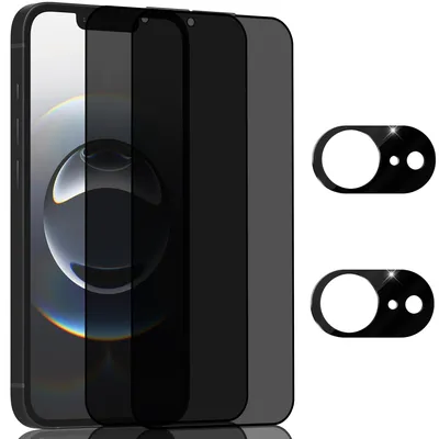 Produktbild von 2-Pack iPhone 16E Displayschutzfolie Privacy & 2-Pack Kameraschutz - Gehärtetes Glas 9H - Super Qualität 3D