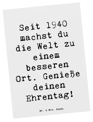Produktbild von Mr. & Mrs. Panda Postkarte Spruch 1940 Geburtstag - Weiß - Geschenk, Motivkarte, Erinnerungen, Alter, Jahrgang, Geburtstagsgeschenk, Happy Birthday, Ansichtskarte