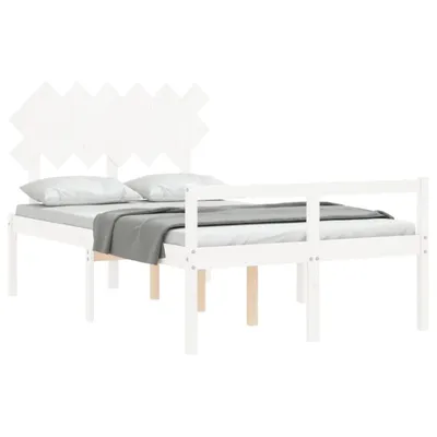 Produktbild von vidaXL Seniorenbett mit Kopfteil Weiß Massivholz