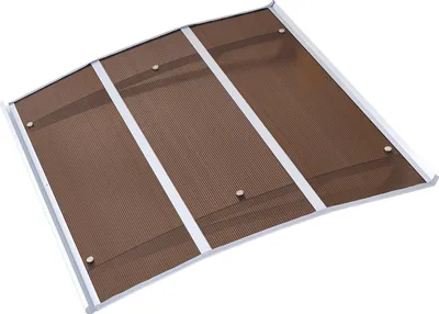 Obrázek produktu pro Markýzy pro vchodové dveře, 37 x 47 palců, venkovní markýzy pro přední dveře s odtokem a držákem ABS, ochrana před deštěm, sněhem a sluncem, přesahující polykarbonátová stříška pro verandu a terasu, hnědá