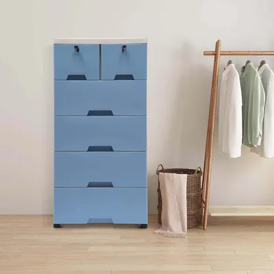 Productafbeelding van Ladekast met laden - Opbergkast Meubel - Huis Organiseren - Verrijdbaar Ontwerp - 102 cm Hoog - Blauw