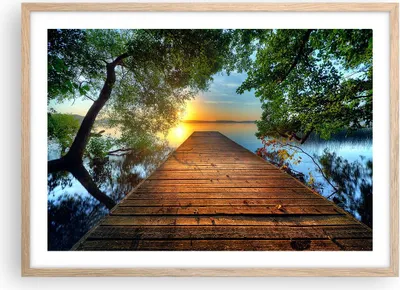 Produktbild von Gerahmtes Poster - Rahmen in heller Eiche - Brücke See - 70x50 cm - Wand Bild - Wanddeko - Wandbilder - Kunstposter - Wandposter - Bilderrahmen - Bilder - Kunstdruck - Wandbild - P2NAA70x50-3528