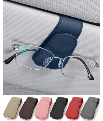Produktbild von Brillenhalter für Auto Sonnenblende Leder Blau 9.5cm x 4.5cm