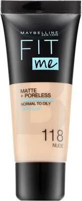Obrázek produktu pro Maybelline Fit Me! Foundation Matte + Poreless 118 Nude tekutý make-up s matujícím účinkem 30 ml