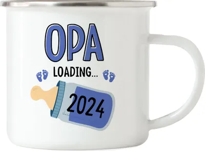 Produktbild von Opa Loading 2024 Emaille Tasse Geschenk Werdende Großväter Babynews mit Ladebalken Schwangerschaft Geschenkidee