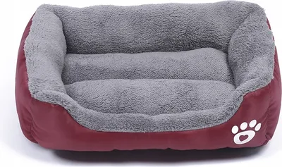 A pet bed with a paw print logo.