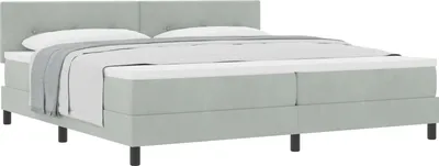 Produktbild von vidaXL Boxspringbett mit Kopfteil Hellgrau 200 x 200 cm Samt