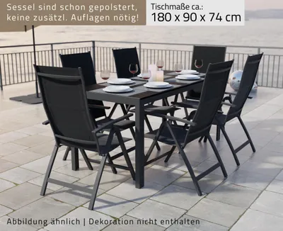 Produktbild von Alu Gartensitzgruppe 7tlg. Gartenmöbel Set Gartenset Sitzgruppe Essgruppe