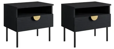 Image de Lot de 2 tables de chevet « Mond » 50 x 34,5 x 45,5 cm, couleur anthracite, avec tiroirs