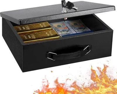 Produktbild von Brandschützende Dokumentenbox mit Schlüsselschloss - Große Tresor für Wertgegenstände