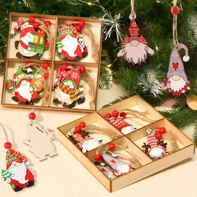 Imagen del producto de Juego de 24 adornos navideños de madera para decoración