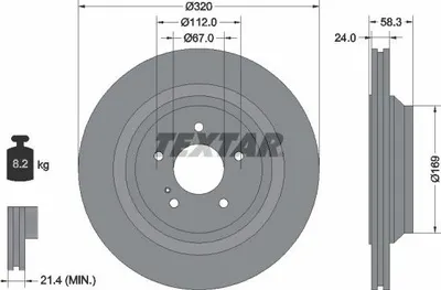 Produktbild von 2x TEXTAR Bremsscheibe 92160705 passend für MERCEDES-BENZ SL (R230) 58 3mm 8 2kg