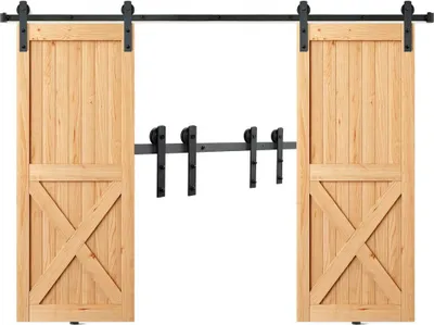 Obrázok produktu pre 244 cm kovanie posuvných dverí - systém posuvných dverí v tvare I - 2-dielne koľajnice - nosnosť 150 kg - jazdná dráha - pre hrúbku dverí 32-45 mm, šírka dverí 1,12-1,32 m.