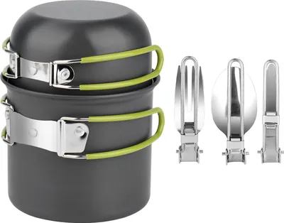 Produktbild von Aluminium Campingpfannen - Zusammenklappbares Besteck - Mini-Campingkochset für Picknick und Wandern