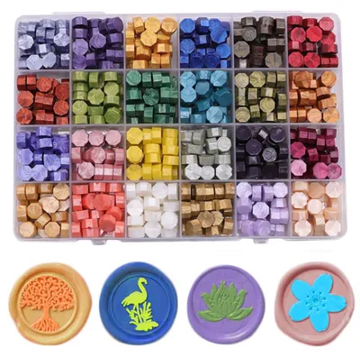 Imagen del producto de Conjunto de perlas para sellos de cera, 600 unidades, 24 colores, para sellar sobres