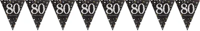 Image de 80. Chaîne de fanions d'anniversaire à paillettes d'or