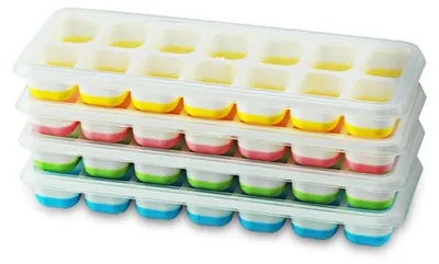 Eiswürfelform aus Silikon, 4er-Set, mit Deckel, BPA-frei