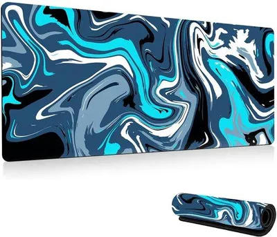 Image de Ibenzoa® XXL - Tapis de souris gaming, 90 x 40 cm - Base en caoutchouc naturel antidérapante, bords cousus, précision et confort, couleur bleue, pour clavier et souris