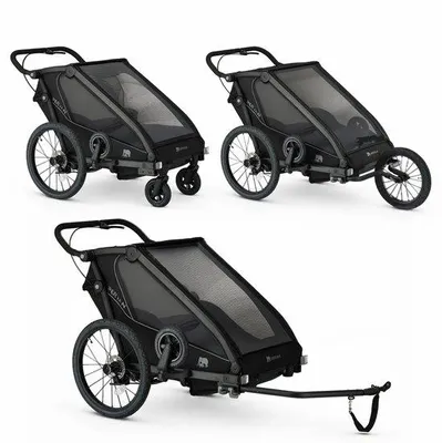 Imagen del producto de Deryan Remolque para bicicleta V3 - Remolque infantil para 2 niños - Cochecito -
