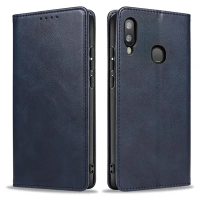Produktbild von Handyhülle für Samsung Galaxy A20e Kunstleder Flip Cover Hülle Handytasche Case Kartenfach Farbe: Blau