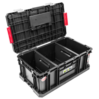 Produktbild von Tragbarer Werkzeugkoffer Kunststoff Werkzeugbox schwarz Werkzeugkasten Werkzeugkiste