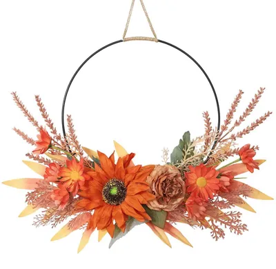 Produktbild von Künstlicher Herbstkranz für Haustür, Türkranz Orange 43 cm