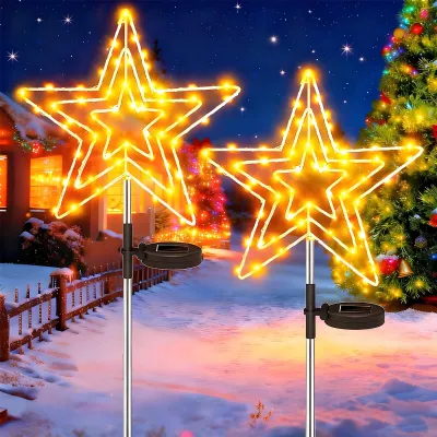 Solar-Sternleuchten 2er-Pack 75 LED warmweiß für Außen
