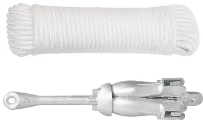Produktbild von vidaXL Klappanker mit Seil Silber 8 kg feuerverzinktes Gusseisen