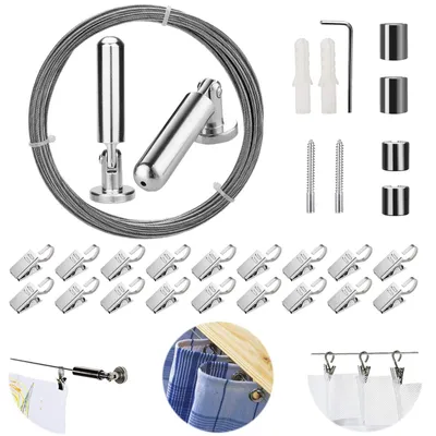 Produktbild von Wandmontage-Gardinenstange – Set mit 5 Metern und 20 Clips