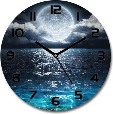 Produktbild von Wanduhr aus Glas 30fi Glasbild Glasuhr Gehärtetes Glas - schwarze-zeiger - full moon