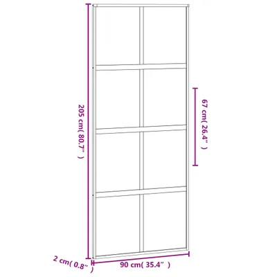 Image de vidaXL Porte coulissante noire 90x205 cm verre trempé et aluminium