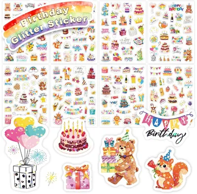 Immagine prodotto di Adesivi per bambini, 100 adesivi colorati, di diverse forme e dimensioni, ideali per le feste di compleanno