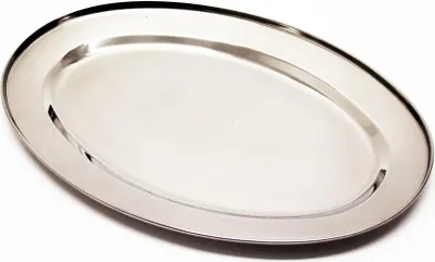 Produktbild von Servierplatte Edelstahl Platte oval Länge 30 cm silberfarben Haushalt Gastrobedarf Schulz 210010
