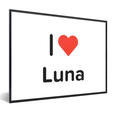 Produktbild von MuchoWow® Gerahmtes Poster Ich liebe - Luna - Mädchen 40x30 cm - Poster mit Schwarzem Bilderrahmen Wandposter Rahmen Foto Bilder - Kunstposter - Wanddekorationen