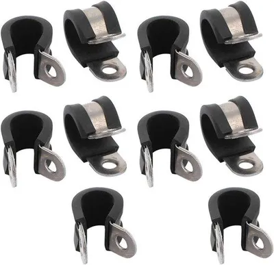 Produktbild von Edelstahl Kabelklemmen 10 Stück Ø 13 mm gummi überzogen