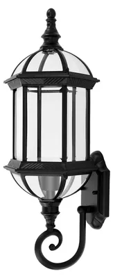 Produktbild von Vintage Außen Wandleuchte - Retro Wandlaterne - Wasserabweisend und wetterfest - E27 Fassung 24–240V - Druckguss Aluminium und Glas - Ohne Leuchtmittel - Schwarz