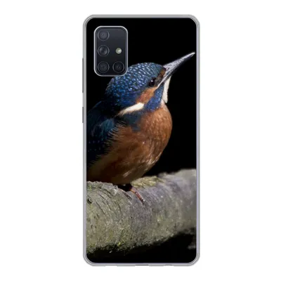 Produktbild von MuchoWow® Handyhülle Schutzhülle Hülle für Samsung Galaxy A71 Eisvogel - Zweig - Federn - Schwarz Silikon Softcase Handy Hülle - Kartenbesitzer